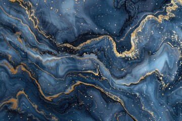 Wall Mural - Close-up shot of a blue and gold marble surface with intricate patterns