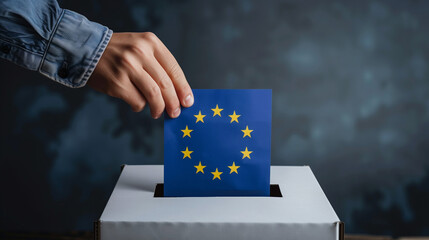 2024 european union, election showing a hand voting, photograph of eu election day