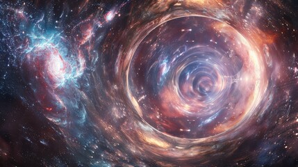 Poster - A stunning photo of a galaxy, a massive collection of stars, gas, and dust, swirling in a mesmerizing dance of light and color.