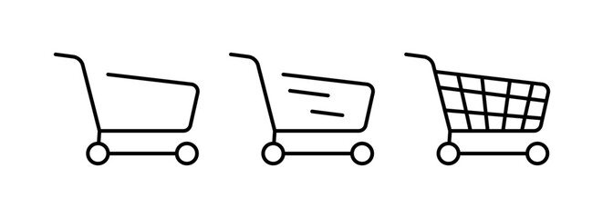 Poster - Shopping Cart Icons. Linear style. Vector icons.