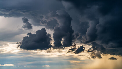 Poster - Dark sky and black clouds before rainy dramatic black cloud and thunderstorm