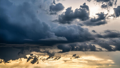 Poster - Dark sky and black clouds before rainy dramatic black cloud and thunderstorm