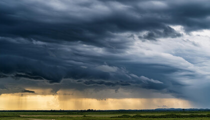 Poster - Dark sky and black clouds before rainy dramatic black cloud and thunderstorm