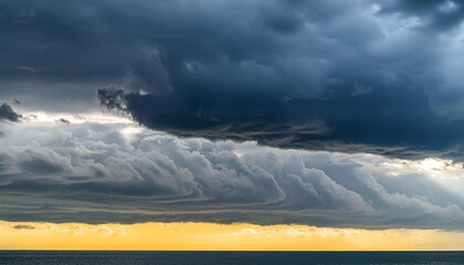 Poster - Dark sky and black clouds before rainy dramatic black cloud and thunderstorm