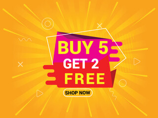 Wall Mural - Buy 5 Get 2 Free Banner, Special Offer Banner, Big Sale, Sale Banner, Banner Design Template.