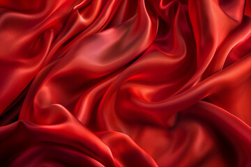 Wall Mural - red silk background, fabric texture.