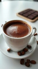 Wall Mural - a cup of cacao ,on white table