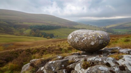 Wall Mural - a single sailing stone balancing precariously on its journey across the valley.
