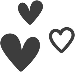 Wall Mural - Black hearts vector flat illustration isolated on white background