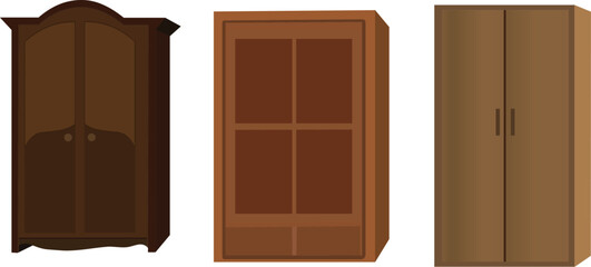 Wardrobe set, Cupboard Collection  , modern and old design cupboard. Indian almirah vector illustration for cartoon animation