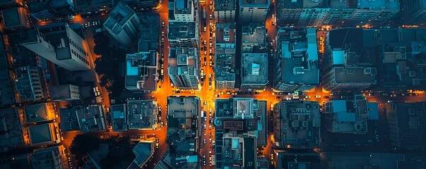 Sticker - Aerial view of dense urban cityscape at night, Gzira, Malta.