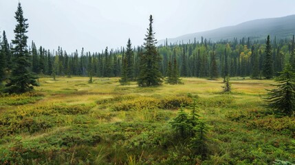 Wall Mural - Scenic view of the forest tundra