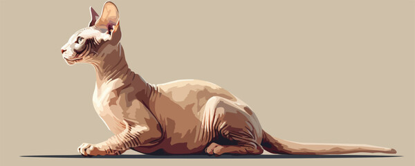 Cat hairless sphinx breed. vector simple illustration