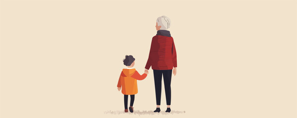 grandma and grandson vector flat minimalistic isolated illustration