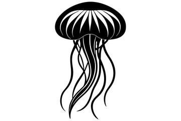 Wall Mural - vector silhouette of  a jellyfish