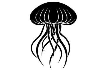 Wall Mural - vector silhouette of  a jellyfish