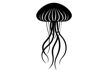 Wall Mural - vector silhouette of  a jellyfish