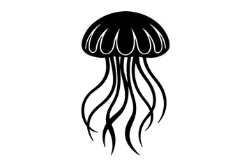 Wall Mural - vector silhouette of  a jellyfish