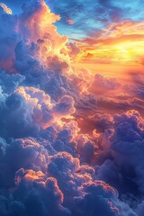 Wall Mural - the sky is filled with clouds and the sun is setting