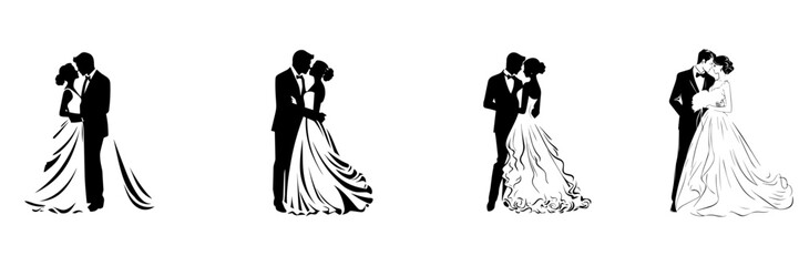 Wall Mural - Hand drawn sketch of wedding couple 