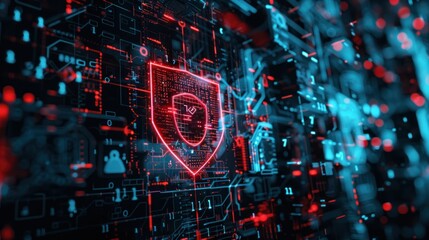 Digital shield symbol of The world of cyber security in a visually stunning presentation