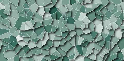 Poster - Quartz light gray and ash Broken Stained Glass with 3d shapes vector Vintage Geometric Retro tiles pattern. Aqua texture Geometric Modern creative background.