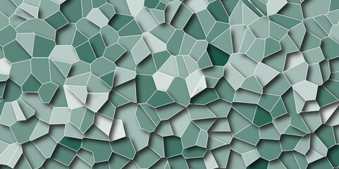 Poster - Quartz light gray and ash Broken Stained Glass with 3d shapes vector Vintage Geometric Retro tiles pattern. Aqua texture Geometric Modern creative background.