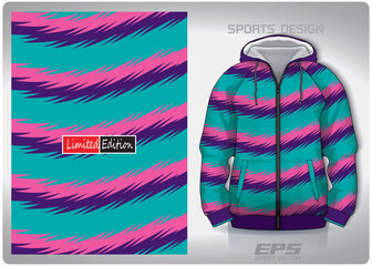 Vector sports shirt background image.green purple pink wavy zigzag pattern design, illustration, textile background for sports long sleeve hoodie, jersey hoodie