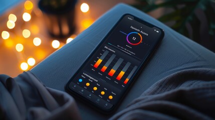 Poster - A smartphone displaying a sleep tracker app with data on sleep quality and length of sleep.