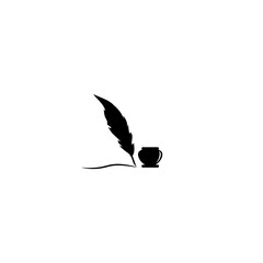 A fountain pen. Feather quill logo icon isolated on white background