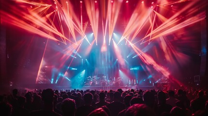 Colorful concert lighting with a crowd enjoying the show