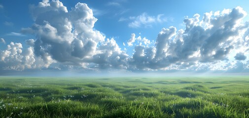 Wall Mural - A wide green prairie and sky