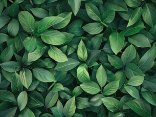 Wall Mural - A detailed view of a group of fresh green leaves