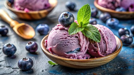 Poster - Blueberry and raspberry ice cream scoops.