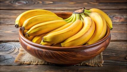 Poster - Bowl of ripe bananas on a wooden table.