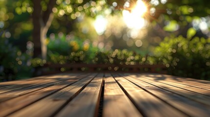 Poster - blurred concept of a wooden deck in the background