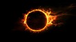 © Davy - abstract solar eclipse, black background, glowing fire lines around the sun