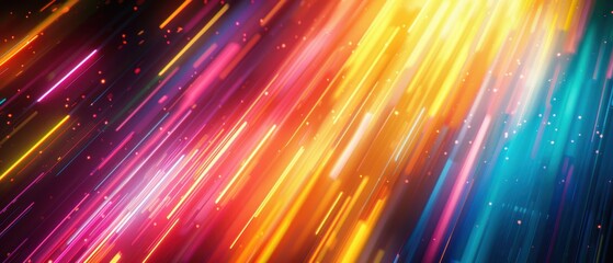 Aufkleber - Vibrant abstract background with dynamic neon light streaks creating a colorful and energetic visual effect. Perfect for creative designs.