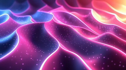Aufkleber - Vibrant abstract digital art showcasing flowing waves of neon colors and glowing particles, creating an energetic and futuristic visual experience.