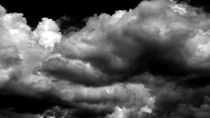 Wall Mural - time-lapse of separate white clouds on a black background have real clouds.