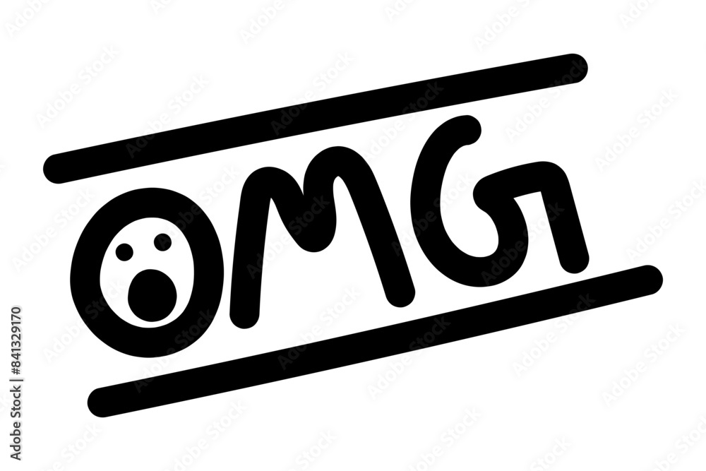 Vector illustration of hand drawn OMG text on transparent background ...