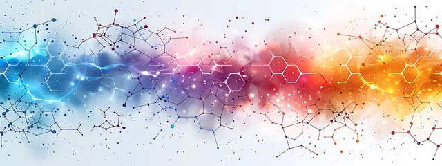Aufkleber - Abstract background with hexagons and digital connections on white background vector illustration