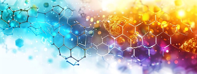 Aufkleber - Abstract background with hexagons and digital connections on white background vector illustration