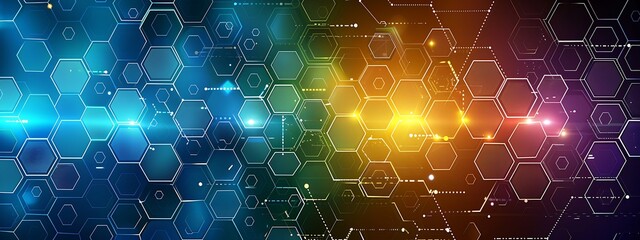 Aufkleber - Abstract background with hexagons and digital connections on white background vector illustration