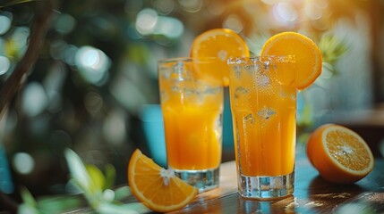 Canvas Print - The Freshness of Fresh Orange Juice during the Day 