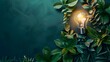 © sakareeya - bright Light bulb with home green leaves and plants. for the concept of renewable clean energy and saving electricity bill cost using sustainable resources background banner template
