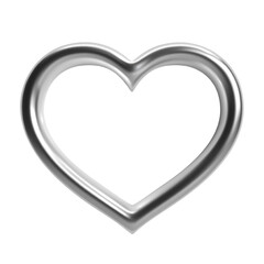 Wall Mural - 3d chrome abstract heart shape with a shiny metallic silver surface. isolated vector element in y2k 