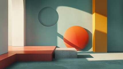Poster - simple geometric shapes and bold colors creating a harmonious composition, the absence of clutter and distractions allowing the viewer's attention to focus on the beauty of the design.