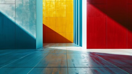 Poster - simple geometric shapes and bold colors creating a harmonious composition, the absence of clutter and distractions allowing the viewer's attention to focus on the beauty of the design.