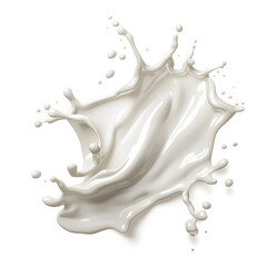 White milk or cream wave splash with splatters and drops isolated on white background